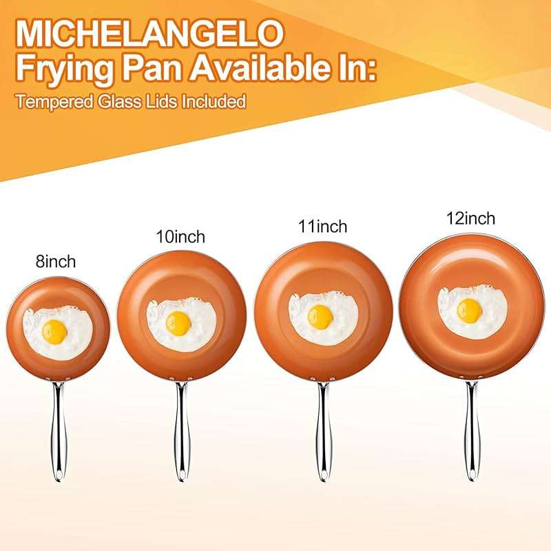 MICHELANGELO Frying Pan with Lid, Nonstick 8 Inch Frying Pan with Ceramic Titanium Coating, Copper Fry Pan with Lid, Small Fry Pan 8 Inch, Nonstick Fry Pans - Image 3