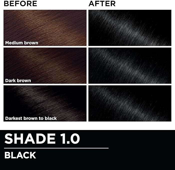 Garnier Olia Hair Color, Ammonia-Free Permanent Hair Dye, Oil-Powered Formula for 100% Gray Coverage and 3x Shinier Hair, Vegan & Cruelty Free, 1.0 Black, 2 Count - Image 5