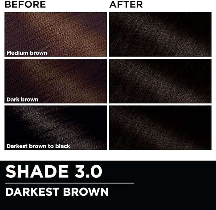 Garnier Olia Hair Color, Ammonia-Free Permanent Hair Dye, Oil-Powered Formula for 100% Gray Coverage and 3x Shinier Hair, Vegan & Cruelty Free, 3.0 Darkest Brown, 2 Count - Image 5