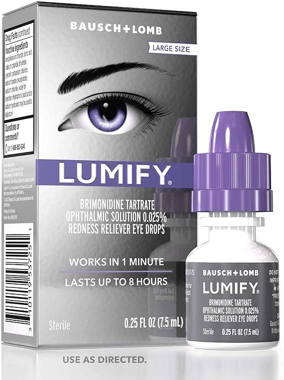 LUMIFY Eye Drops for Red Eyes, Redness Reliever for Brighter Looking Eyes, Works in 1 Minute & Lasts Up to 8 Hours, Eye Drops, 0.25 Fl Oz (7.5mL) - Image 1