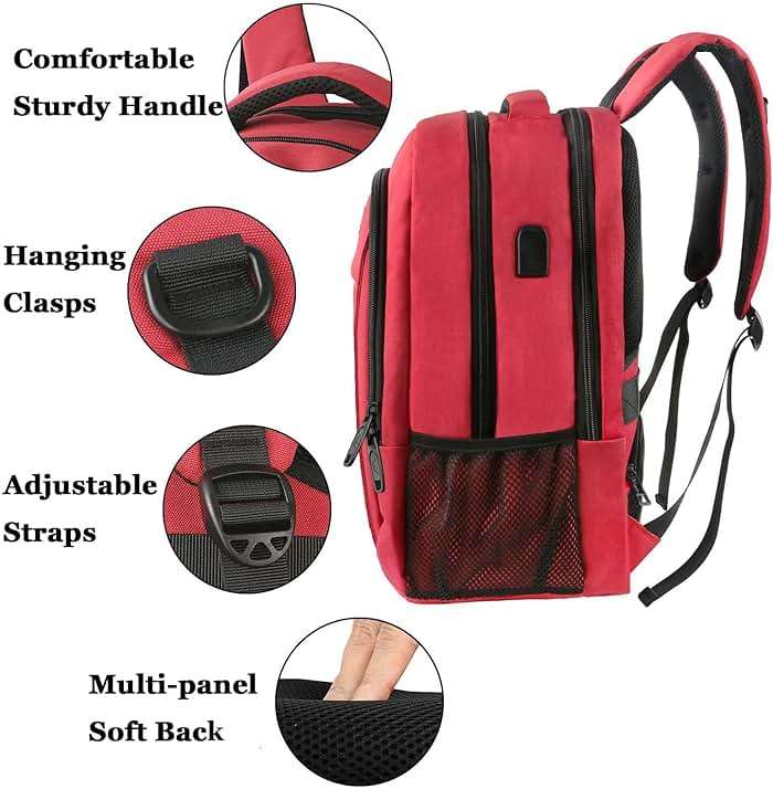 MATEIN Laptop Backpack for Women, Water Resistant College School Bookbag Fits 15.6 Inch Computer for Student Supplies & Accessories, Anti Theft Sturdy Underseat Personal Item Travel Backpack, Red - Image 6