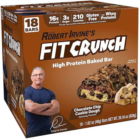 FITCRUNCH Snack Size Protein Bars, 6-Layer Baked Bar, 3g of Sugar & Soft Cake Core (18 Bars, Chocolate Chip Cookie Dough) - Image 1