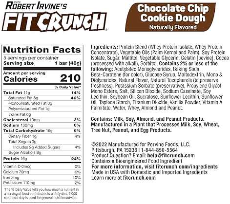 FITCRUNCH Snack Size Protein Bars, 6-Layer Baked Bar, 3g of Sugar & Soft Cake Core (18 Bars, Chocolate Chip Cookie Dough) - Image 2