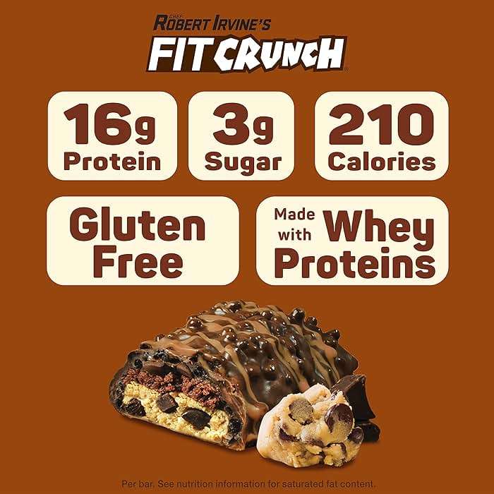 FITCRUNCH Snack Size Protein Bars, 6-Layer Baked Bar, 3g of Sugar & Soft Cake Core (18 Bars, Chocolate Chip Cookie Dough) - Image 3