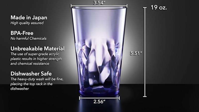 SCANDINOVIA - 19oz Unbreakable Premium Drinking Glasses Set of 6 - Super Grade Acrylic Plastic - Perfect for Gifts - Dishwasher Safe - Stackable - Drinkware Cups Reusable Water Tumbler - Image 3
