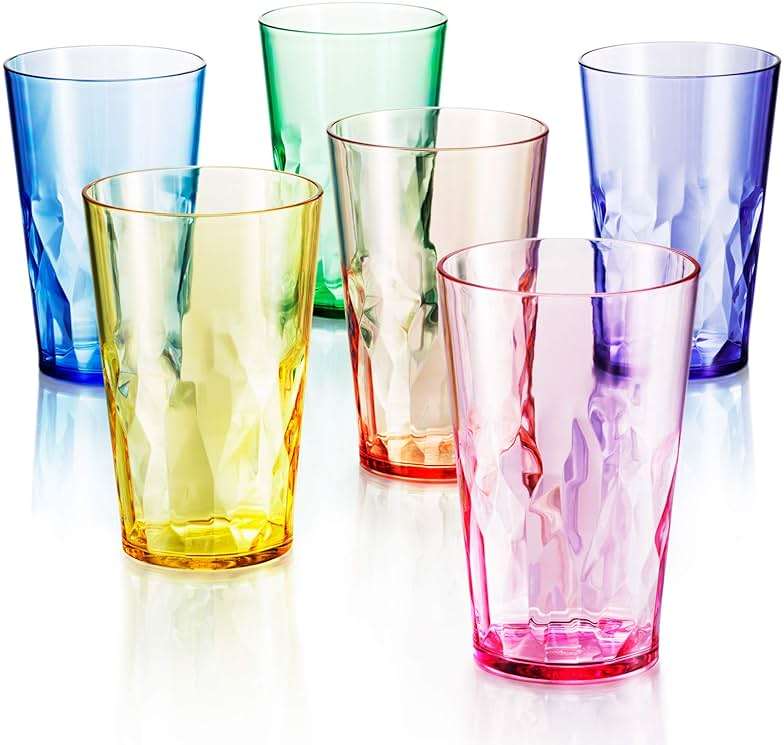 SCANDINOVIA - 19oz Unbreakable Premium Drinking Glasses Set of 6 - Super Grade Acrylic Plastic - Perfect for Gifts - Dishwasher Safe - Stackable - Drinkware Cups Reusable Water Tumbler - Image 4