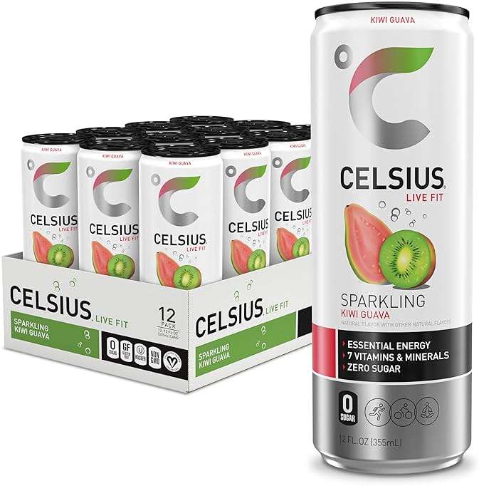 CELSIUS Sparkling Kiwi Guava, Sugar Free Energy Drink, 12 Fl Oz (Pack of 12) - Image 1