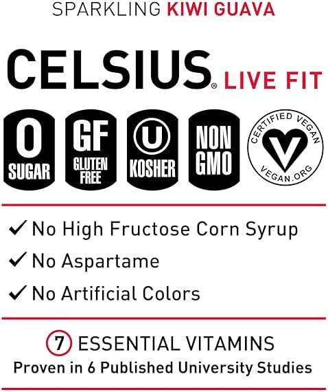CELSIUS Sparkling Kiwi Guava, Sugar Free Energy Drink, 12 Fl Oz (Pack of 12) - Image 4