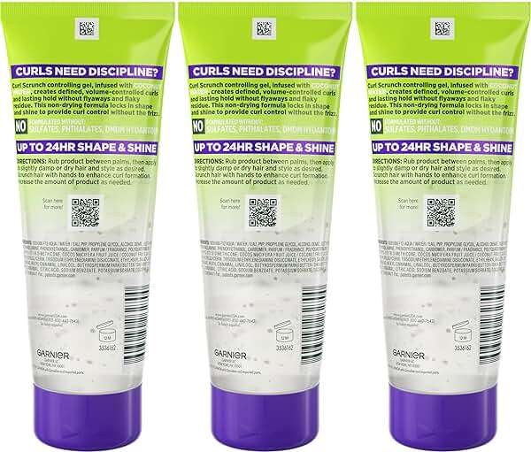 Garnier Fructis Curl Control Scrunching Hair Gel, Curl Jelly for Curly, Wavy, and Coily Hair with Frizz & Edge Control, Up to 24 HR Shape & Shine, 6.8 Fl Oz, 3 Count (Packaging May Vary) - Image 2