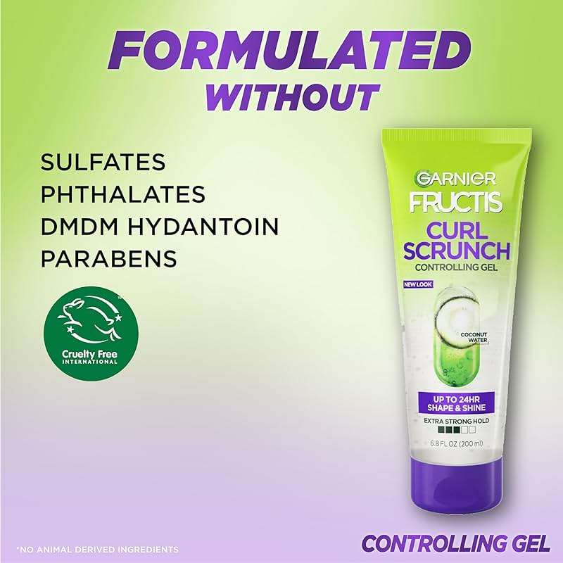 Garnier Fructis Curl Control Scrunching Hair Gel, Curl Jelly for Curly, Wavy, and Coily Hair with Frizz & Edge Control, Up to 24 HR Shape & Shine, 6.8 Fl Oz, 3 Count (Packaging May Vary) - Image 10