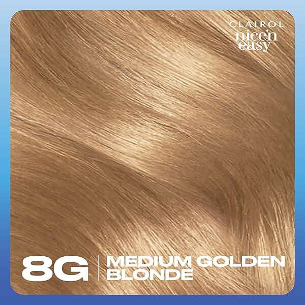 Clairol Nice'n Easy Permanent Hair Dye, 8G Medium Golden Blonde | 100% Gray Coverage | Long‑Lasting, Natural‑Looking Color & Shine | Pack of 3 - Image 9