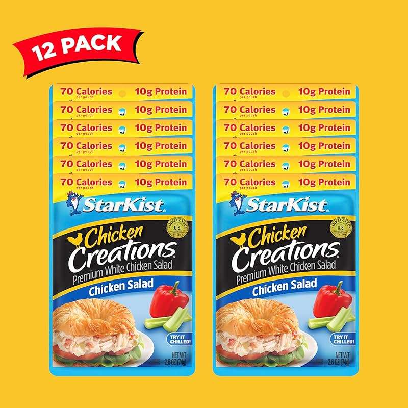 StarKist Chicken Creations Chicken Salad Pouch (2.6 oz - 12 Pack) Fully Cooked White Meat, 10g Protein Per Serving, Gluten Free, Soy Free, No Draining, Ready to Eat for Salad and Sandwiches - Image 4