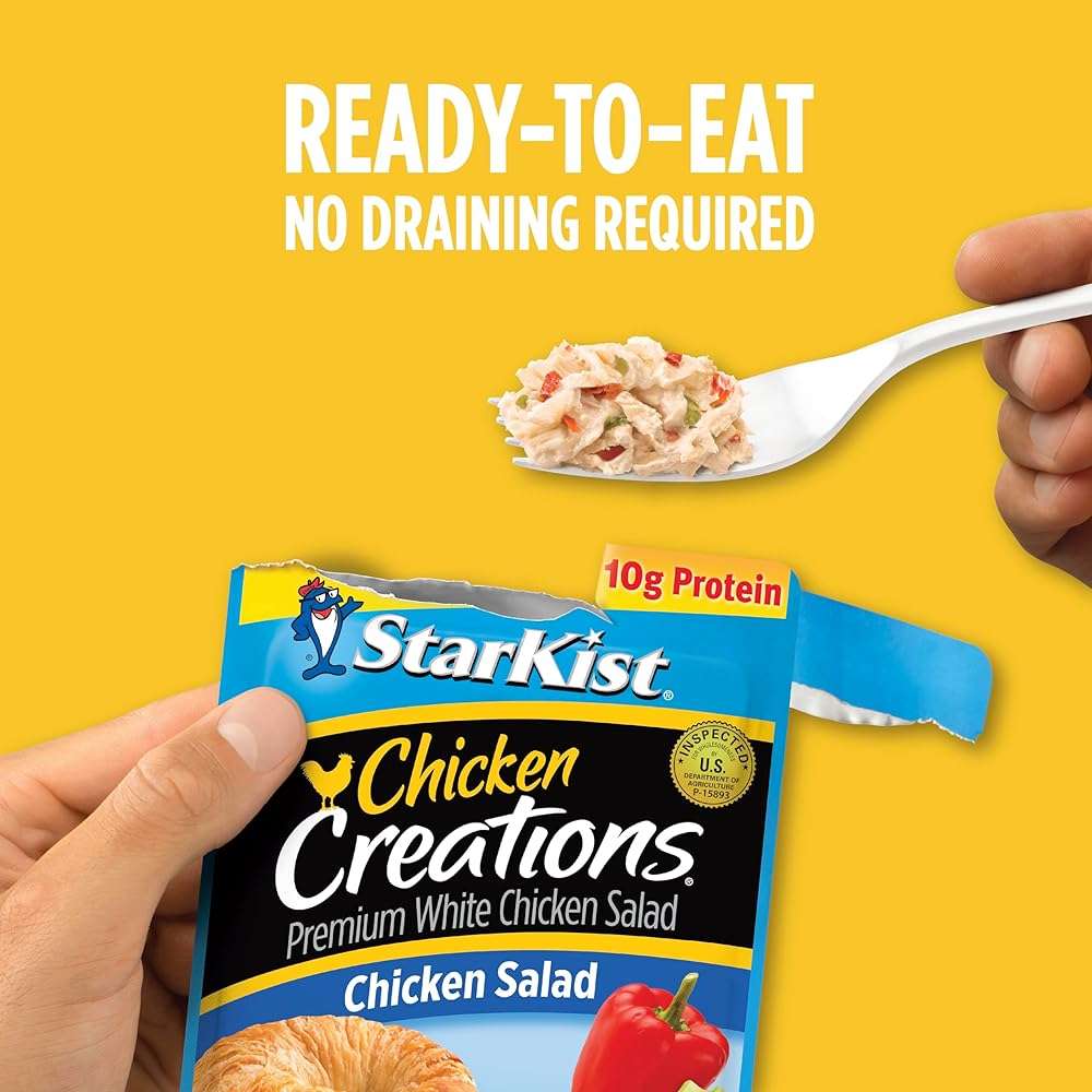 StarKist Chicken Creations Chicken Salad Pouch (2.6 oz - 12 Pack) Fully Cooked White Meat, 10g Protein Per Serving, Gluten Free, Soy Free, No Draining, Ready to Eat for Salad and Sandwiches - Image 5