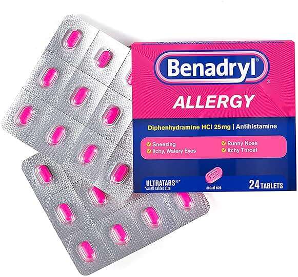 Benadryl Allergy Relief 25 mg Diphenhydramine HCl Tablet, 24 per Box - Image 1