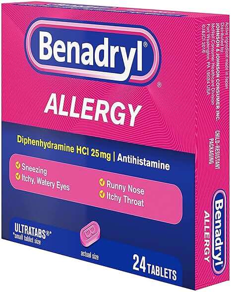 Benadryl Allergy Relief 25 mg Diphenhydramine HCl Tablet, 24 per Box - Image 3