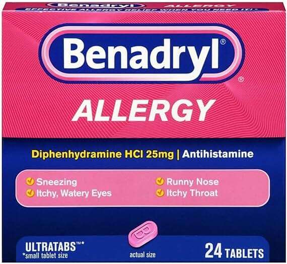 Benadryl Allergy Relief 25 mg Diphenhydramine HCl Tablet, 24 per Box - Image 4