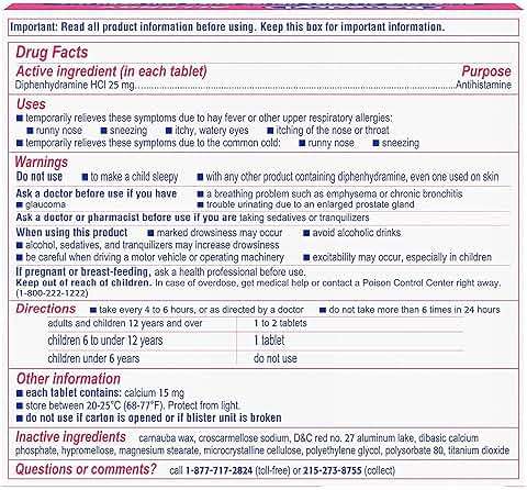 Benadryl Allergy Relief 25 mg Diphenhydramine HCl Tablet, 24 per Box - Image 6