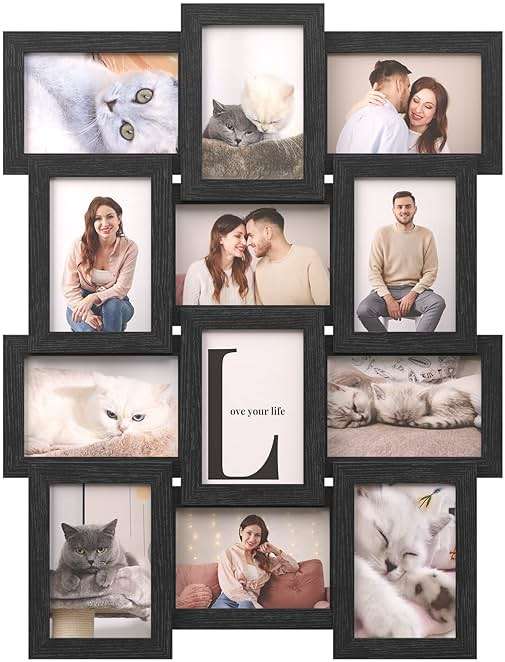 SONGMICS Collage Picture Frames, 4x6 for Wall Decor, Multi Family Photo for Gallery Decor, Hanging Display, Set of 12, Ink Black URPF26BK - Image 1