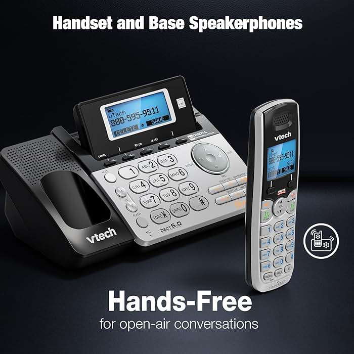 VTech DS6151-2 2-Line Expandable Cordless Phone System with 2 Handsets, Digital Answering System, Caller ID, DECT 6.0 - Home & Small Business (Black/Silver) - Image 6