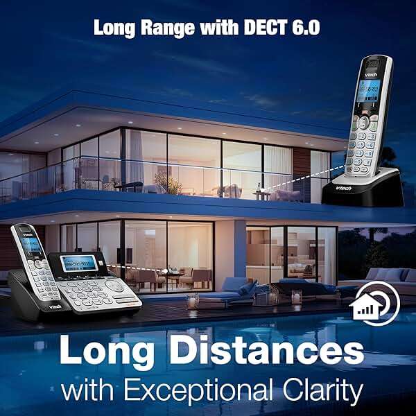 VTech DS6151-2 2-Line Expandable Cordless Phone System with 2 Handsets, Digital Answering System, Caller ID, DECT 6.0 - Home & Small Business (Black/Silver) - Image 9