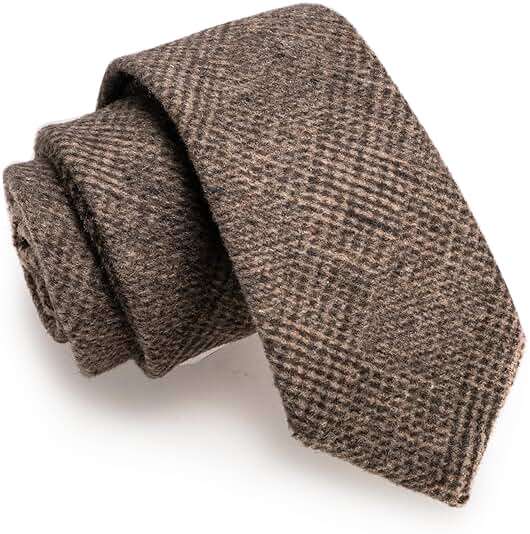 JEMYGINS 2.4" Cotton Necktie Solid Mens Cashmere Wool Skinny Tie - Image 1