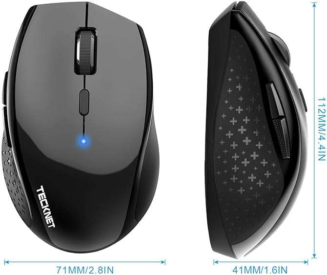TECKNET 3-Device Bluetooth Mouse, Silent Wireless Mouse with 6-Level DPI up to 4800, 2-Year Battery, 6 Buttons for Wide Compatibility - Black - Image 4