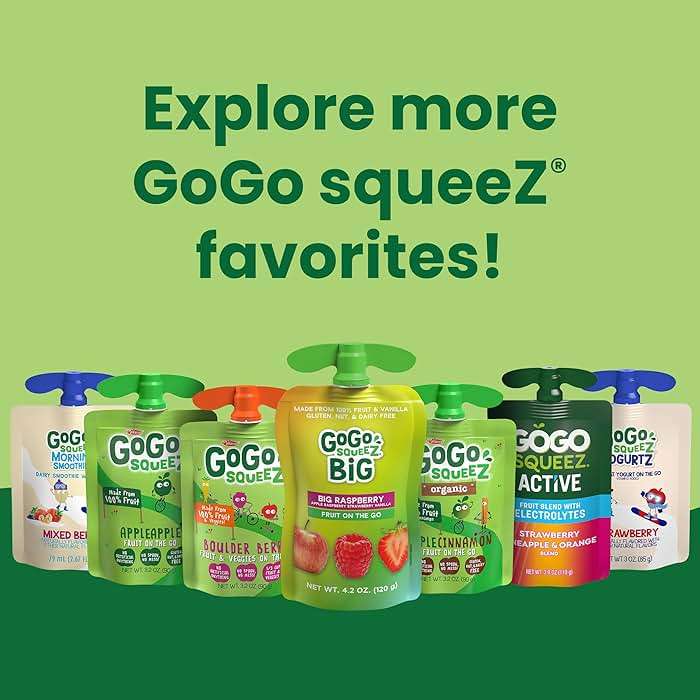 GoGo squeeZ No Sugar Added Applesauce and Fruit Puree Variety Pack, Apple, Banana & Strawberry, 3.2 oz Pouches (Pack of 20), Fruit Snacks for Kids, Gluten Free, Nut Free, Recloseable Cap, BPA Free - Image 7
