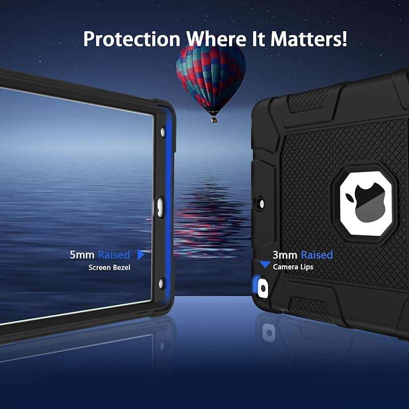 Rantice for iPad 6th/5th Generation Case, iPad Air 2 Case 9.7 Inch, [3-in-1] Heavy Duty Shockproof Rugged Protective Cover with Kickstand for A1893 A1954 A1822 A1823 A1566 A1567, Black - Image 4