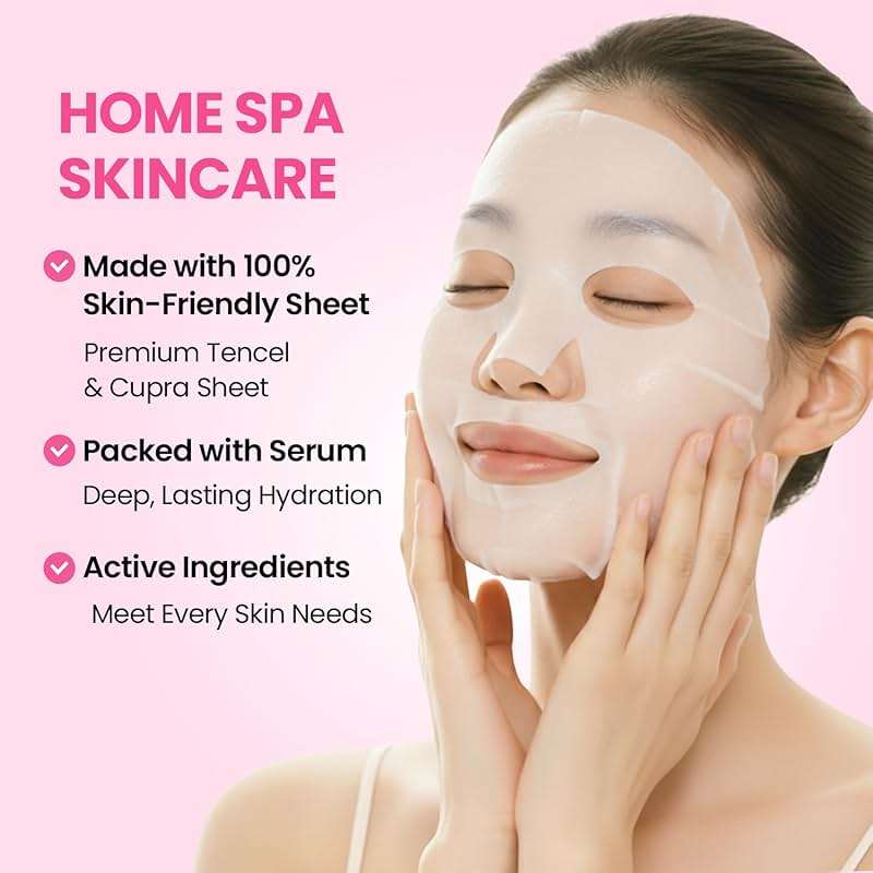 GLAM UP Korean Facial Sheet Mask 12 Pack – Hydrating Glass Skin Face Masks, Korean Skincare for Sensitive & Dry Skin, Easter Gifts, Teen Girl Gifts, Stocking Stuffers for Women, Spa Gift Set - Image 5
