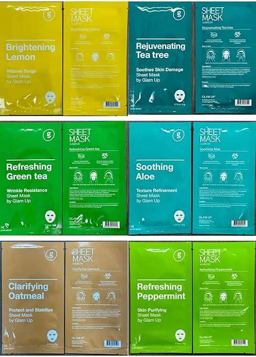 GLAM UP Korean Facial Sheet Mask 12 Pack – Hydrating Glass Skin Face Masks, Korean Skincare for Sensitive & Dry Skin, Easter Gifts, Teen Girl Gifts, Stocking Stuffers for Women, Spa Gift Set - Image 7