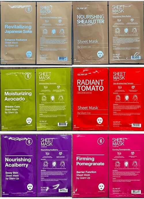 GLAM UP Korean Facial Sheet Mask 12 Pack – Hydrating Glass Skin Face Masks, Korean Skincare for Sensitive & Dry Skin, Easter Gifts, Teen Girl Gifts, Stocking Stuffers for Women, Spa Gift Set - Image 8