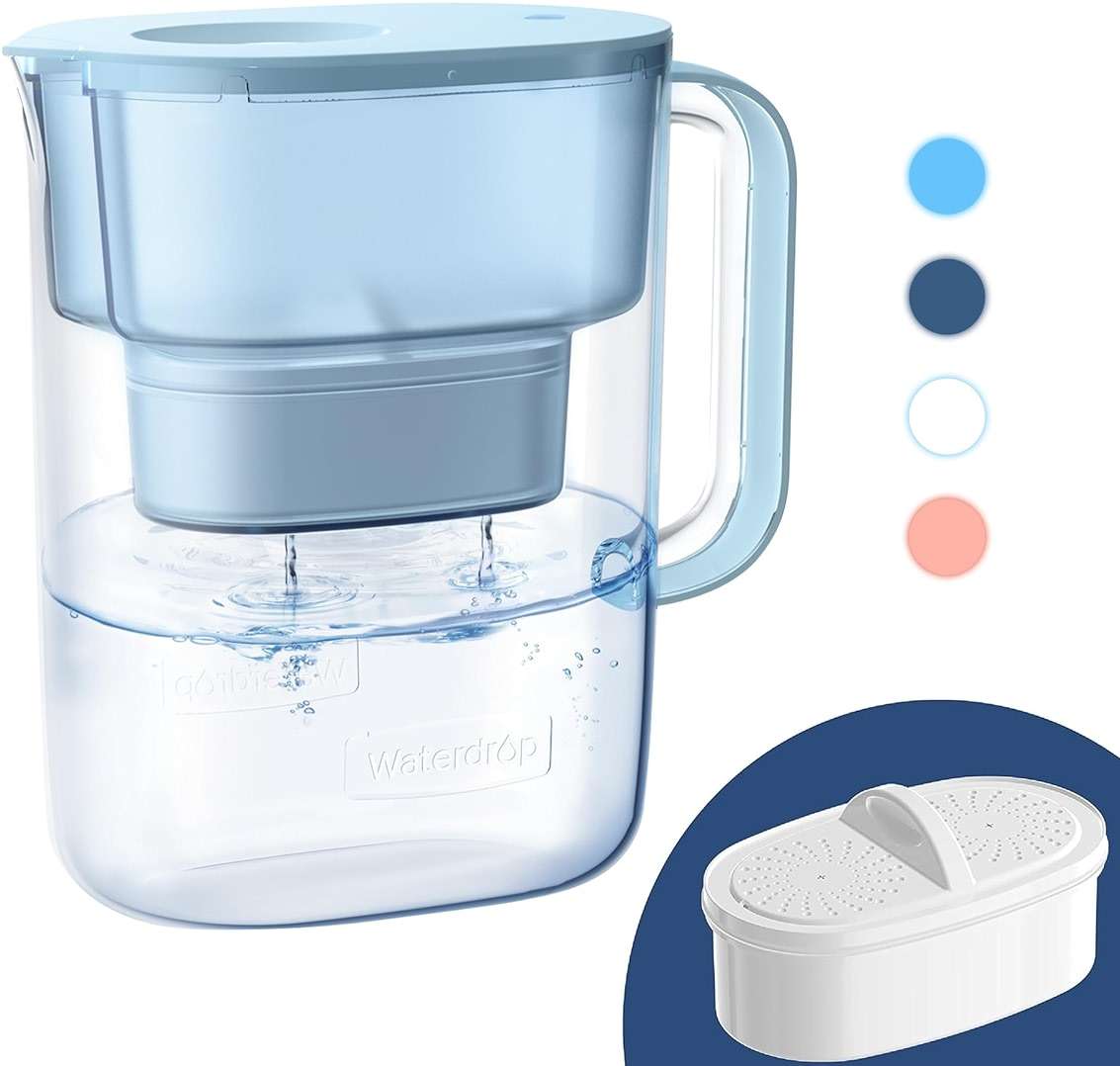 Waterdrop PT-07B Water Filter Pitcher, 10-Cup, NSF Certified, 200-Gallon Long-Life Filter, Improves Coffee & Tea Taste, Reduces PFOA/PFOS and Chlorine, 5X Longer Filter Life, Blue - Image 1
