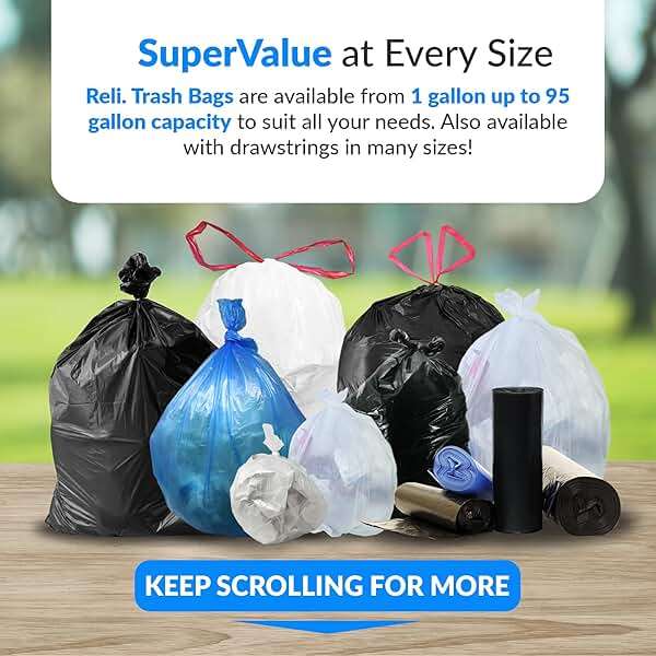 Reli. 55-60 Gallon Trash Bags Heavy Duty | 150 Trash Bags with Ties | Super Sizeable, Clear, Serious Garbage Cleanup - Image 7