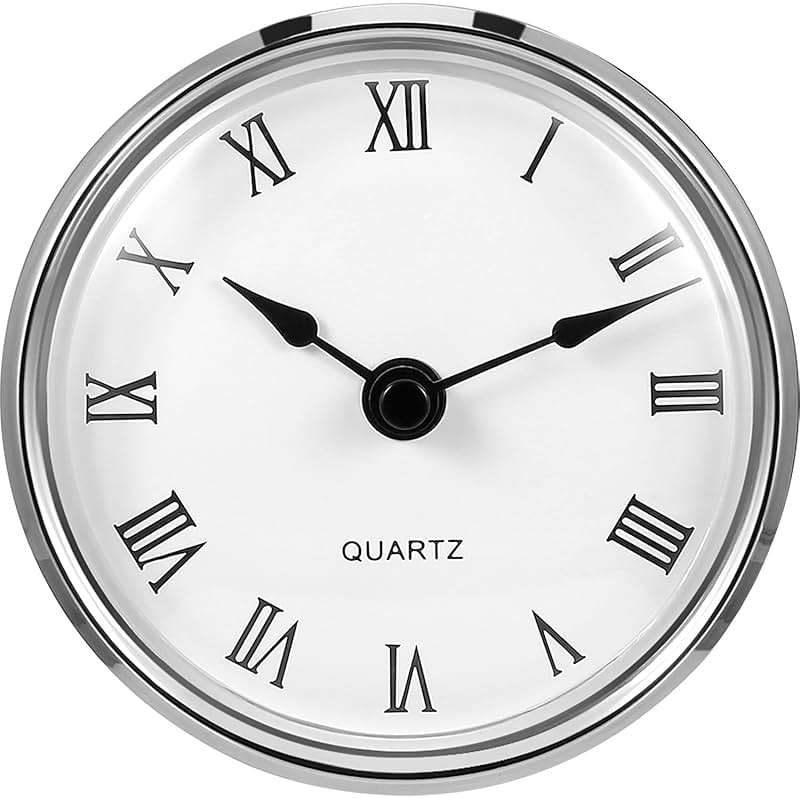 Hicarer 3-1/8 Inch (80 Mm) Quartz Clock Fit-up/Insert with Roman Numeral, Round Quartz Movement, Silver Rim - Image 1
