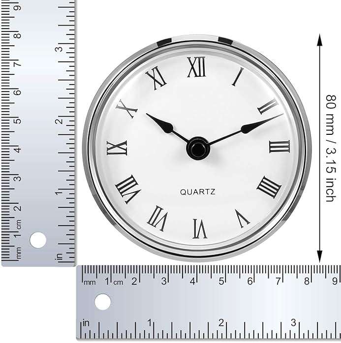 Hicarer 3-1/8 Inch (80 Mm) Quartz Clock Fit-up/Insert with Roman Numeral, Round Quartz Movement, Silver Rim - Image 3