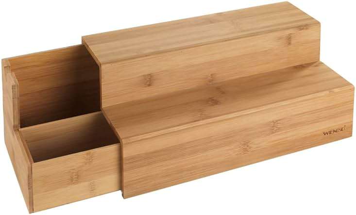 WENKO Bamboo Tea Bag Organizer with Drawer, Tea Bag Storage Container, Coffee and Tea Caddy for Kitchen, Tea Station, Tea Bag Holder, Coffee Bar Accessories and Organizer, 13 x 6.7 x 5.9 in - Image 1