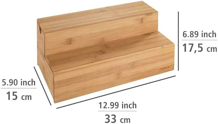 WENKO Bamboo Tea Bag Organizer with Drawer, Tea Bag Storage Container, Coffee and Tea Caddy for Kitchen, Tea Station, Tea Bag Holder, Coffee Bar Accessories and Organizer, 13 x 6.7 x 5.9 in - Image 3