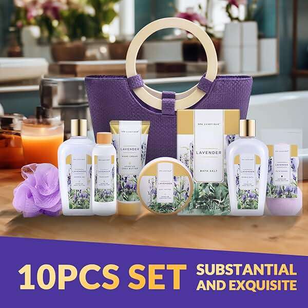 Spa Luxetique Gift Baskets for Women, Spa Gifts for Women - 10pcs Lavender Bath and Body Sets with Body Lotion, Bubble Bath, Relaxing Spa Sets, Birthday Mothers Day Gifts for Mom - Image 3