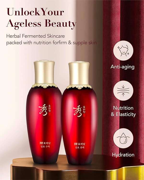Sooryehan Hyobidam Fermented Skincare Gift Set with Wild Ginseng - Premium Korean Anti-Aging Skin Care Kit for Intense Hydration, 13.53 fl oz (Full Size Toner & Emulsion + Mini Cream, Eye Cream, Mask) - Image 2