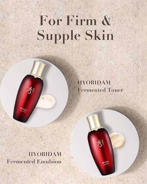 Sooryehan Hyobidam Fermented Skincare Gift Set with Wild Ginseng - Premium Korean Anti-Aging Skin Care Kit for Intense Hydration, 13.53 fl oz (Full Size Toner & Emulsion + Mini Cream, Eye Cream, Mask) - Image 4