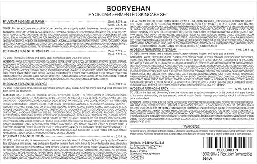 Sooryehan Hyobidam Fermented Skincare Gift Set with Wild Ginseng - Premium Korean Anti-Aging Skin Care Kit for Intense Hydration, 13.53 fl oz (Full Size Toner & Emulsion + Mini Cream, Eye Cream, Mask) - Image 9