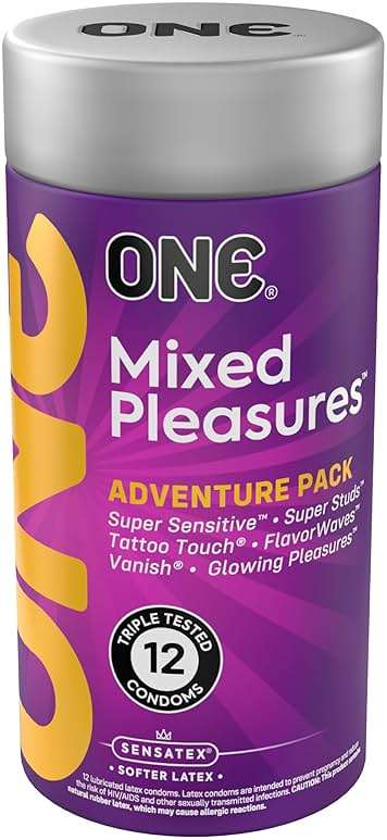 ONE 1 Mixed Pleasures Assorted Condoms, Pack of 12 - Image 1