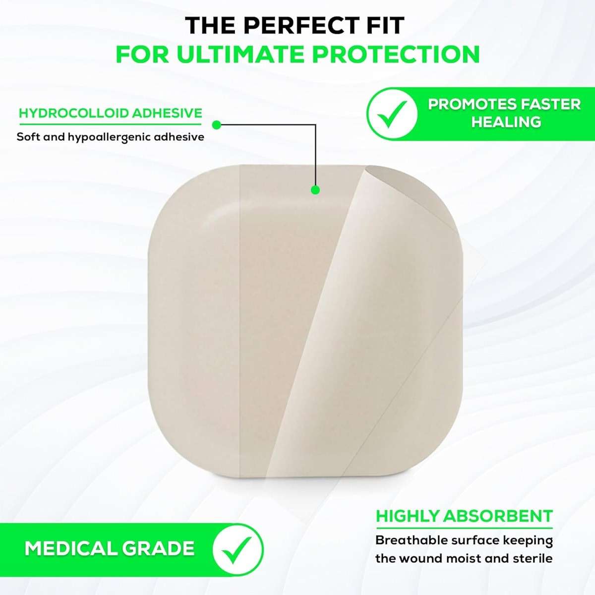MedVance TM Hydrocolloid – Bordered Hydrocolloid Adhesive Dressing with Foam Cushion 4"X 4" Box of 5 dressings - Image 3