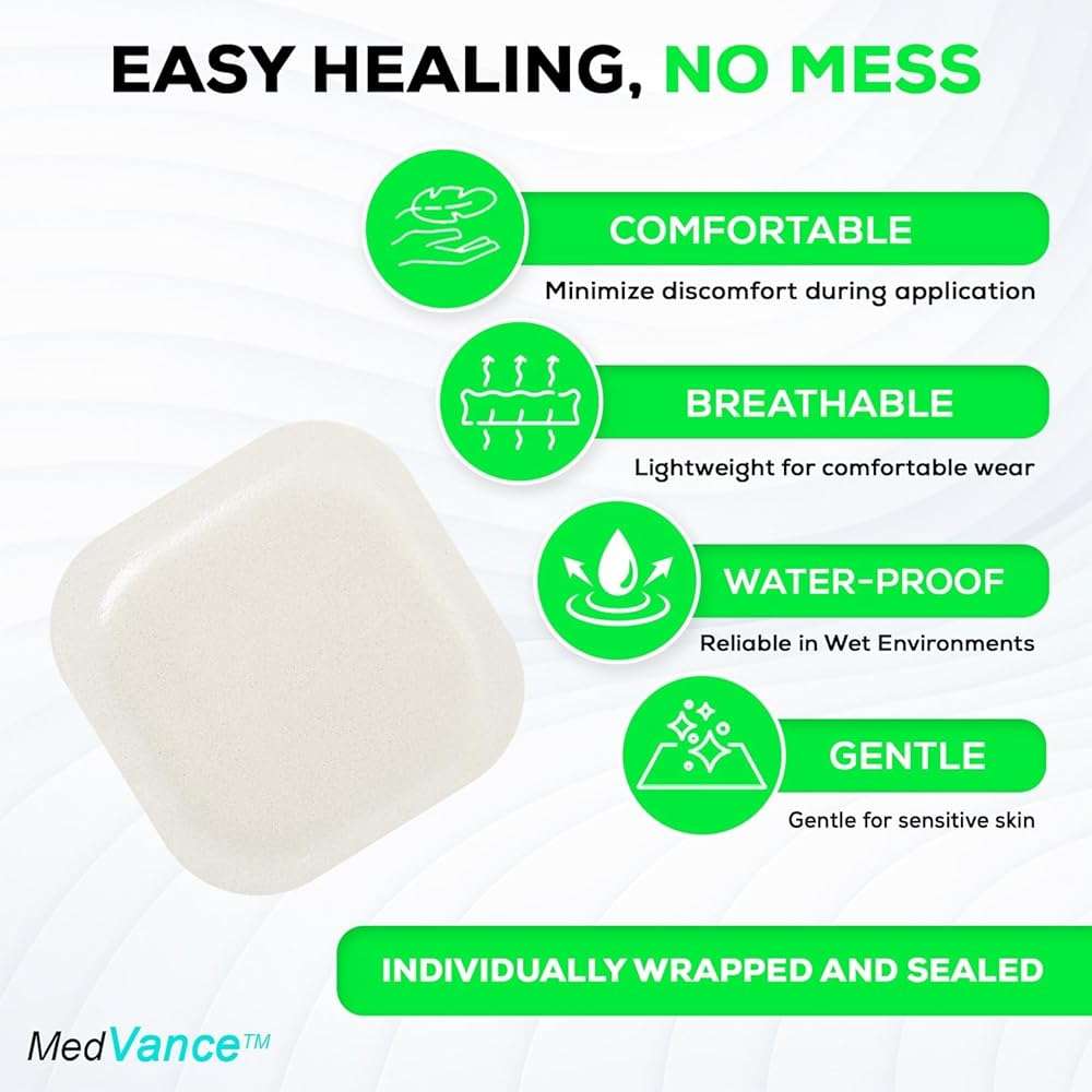 MedVance TM Hydrocolloid – Bordered Hydrocolloid Adhesive Dressing with Foam Cushion 4"X 4" Box of 5 dressings - Image 4