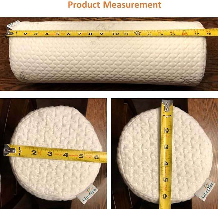 LitoTree Comfort Memory Foam Neck Roll and Cervical Bolster Round Pillow with Removable Washable Soft Cover for Spine and Neck Back Lumbar Leg Vertebra Support (18x6 inch Pillow) - Image 4