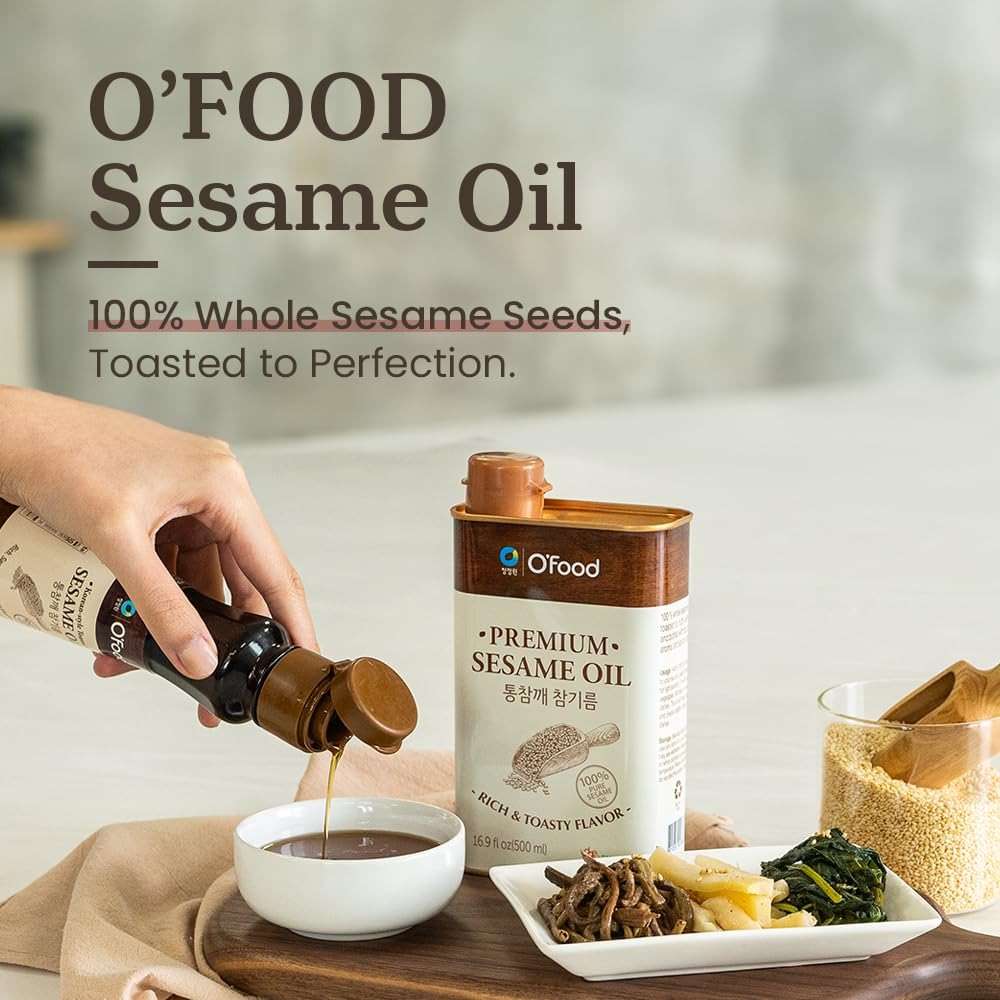 Premium Sesame Oil [5.4 Fl Oz] -100% Pure Toasted Sesame Seed Oil | Korean-Style Rich & Nutty Flavor | Asian Cooking Oil for Stir Fry, Noodles, Dressing & Drizzle - O’food - Image 3