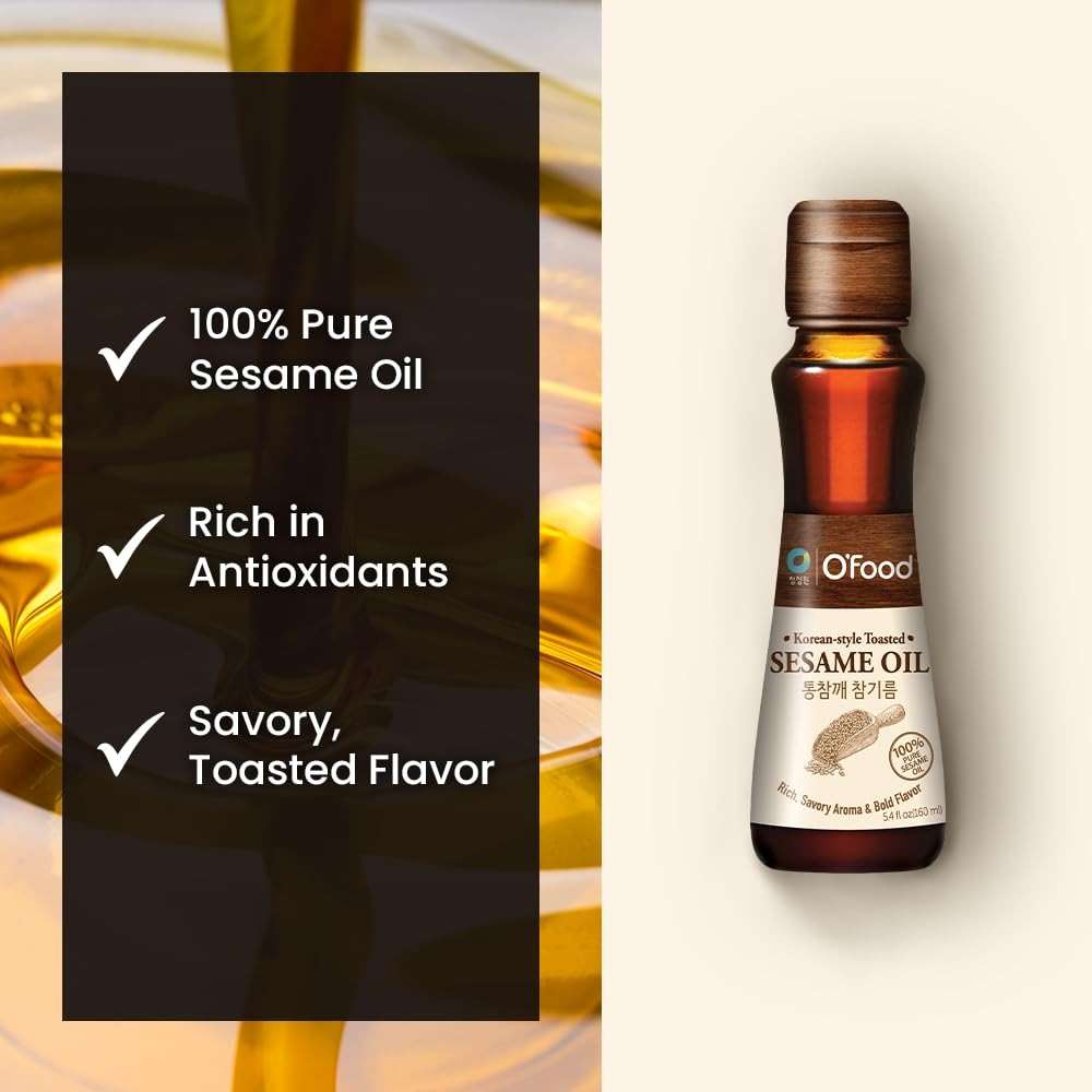 Premium Sesame Oil [5.4 Fl Oz] -100% Pure Toasted Sesame Seed Oil | Korean-Style Rich & Nutty Flavor | Asian Cooking Oil for Stir Fry, Noodles, Dressing & Drizzle - O’food - Image 4