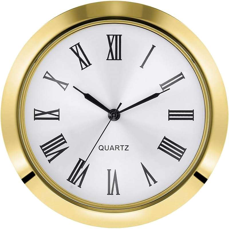 Hicarer 2-1/8 Inch (55 Mm) Quartz Clock Fit-up/Insert with Arabic Numeral Fit Diameter 1.97 Inch (50 Mm) Hole Zinc-Alloy Metal Case for Wall Living Room Bedroom Home Decor (Gold) - Image 1