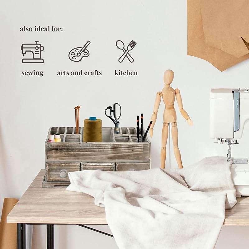 Besti Rustic Vanity Organizer for Cosmetics, Makeup, and Bathroom Accessories, Wooden Farmhouse Storage Box with 3 Drawers, Vintage Countertop, Dresser, or Desk Organization - Image 5