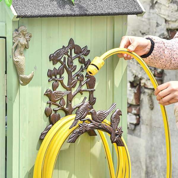 Sungmor Heavy Duty Cast Iron Hose Holder,Garden & Yard Decorative Birds Wall Mounted Hose Butler,Water Pipe Holds,Rack,Hanger,Antique Wall Decorations - Image 4